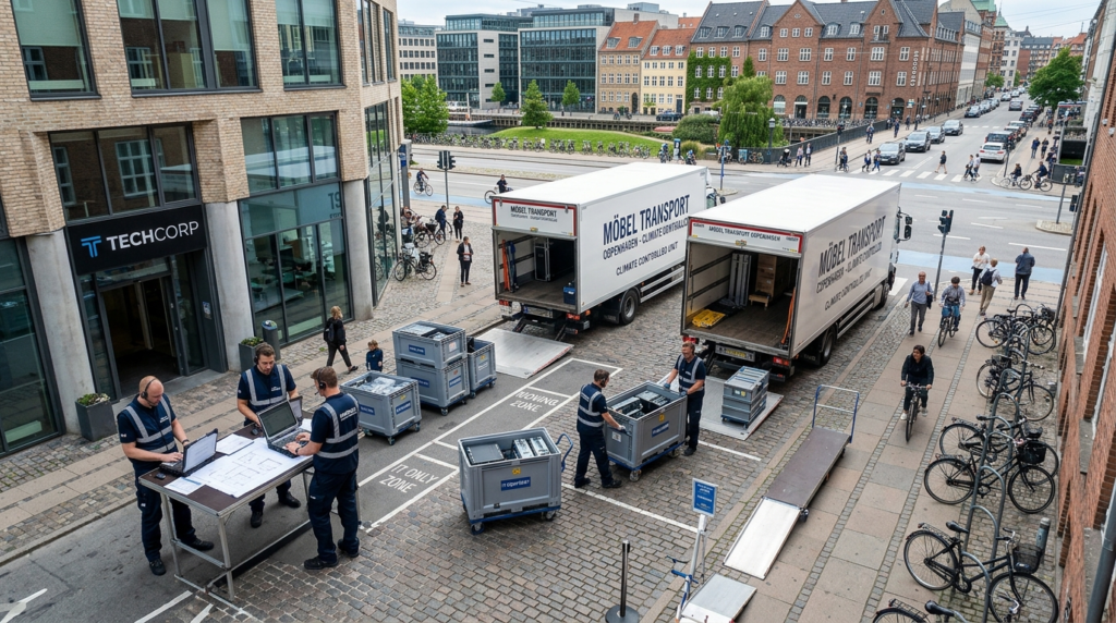 Birds eye view of a strategically organized moving operatio